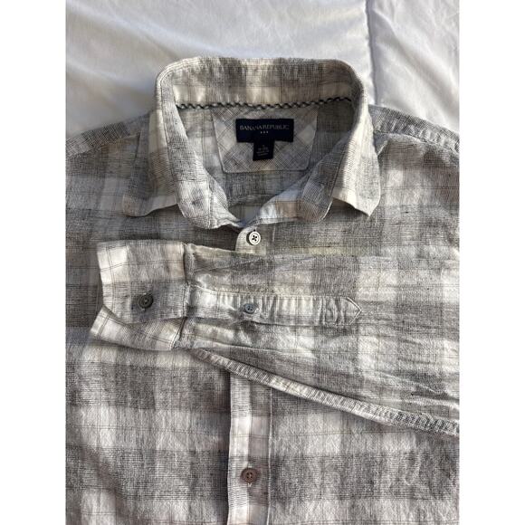 Banana Republic Men’s Gray Plaid Button-Down Shirt Slim Fit Small 14-14.5 - Picture 1 of 5